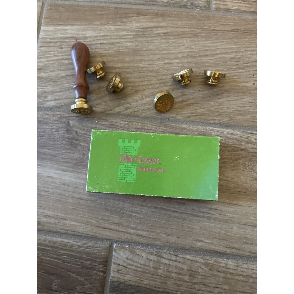 Brass wax seal stamp wooden handle six designs Flowers and leaves w/ Wax Candles - Picture 8 of 9